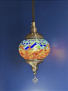 Luminária de teto turca M - Laranja e Azul