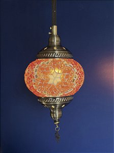 Luminária de teto turca M - Vermelho e Laranja