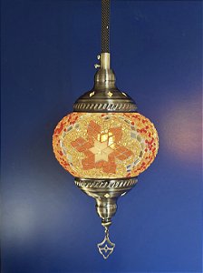 Luminária de teto turca M - Laranja e Vermelho