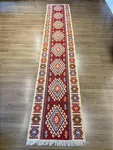 Tapete - Passadeira - Dupla Face - Turco Vermelho - 0,80 X 4,00MT