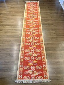 Tapete - Passadeira - Dupla Face - Turco Laranja - 0,80 X 4,00MT