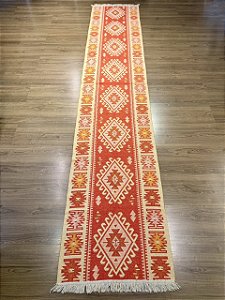 Tapete - Passadeira - Dupla Face - Turco Laranja - 0,80 X 4,00MT