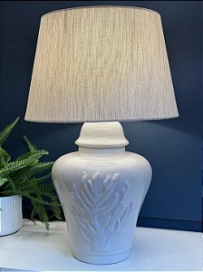 Abajur - Cerâmica - Coral - Off White com Cúpula
