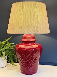 Abajur - Cerâmica - Coral - Marsala com Cúpula