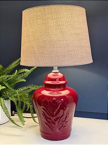 Abajur - Cerâmica - Coral - Marsala com Cúpula