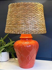Abajur - Cerâmica - Terracota com Cúpula de Palha