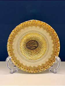 Bowl - Turquia - Vitral - Pintado á mão - Grande - Bege e Dourado
