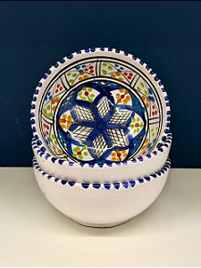 Bowl - Cerâmica - Tunísia - Tamanho Médio - Azul Escuro e Colorido
