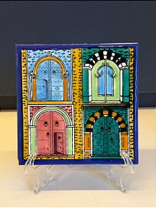 Quadro Azulejo - Tunísia - Sem Moldura - Colorido - 15CM