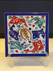 Quadro Azulejo - Tunísia - Sem Moldura - Colorido - 15CM