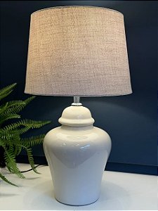 Abajur - Cerâmica - Off White com Cúpula