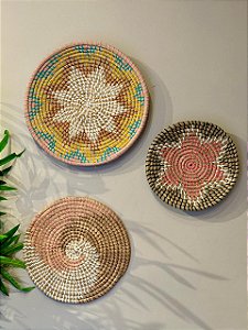 Kit Mandala Decorativa - Palha - Rosa e Colorido