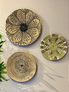 Kit Mandala Decorativa - Palha - Verde e Preto