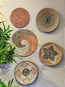 Kit Mandala Decorativa - Palha - Laranja e Preto