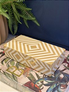 Caixa Decorativa - Osso - Branco e Bege - 20cmX10cm
