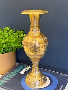 Vaso - Decorativo - Latão - Dourado e Colorido - 35,5CM