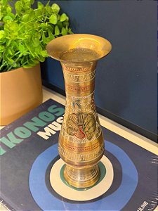 Vaso - Decorativo - Latão - Dourado e Colorido - 24CM