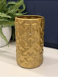 Vaso - Cerâmica - Dourado - 21,5CM