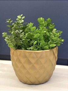 Cachepot em Ceramica - Dourado Fosco - 18CM