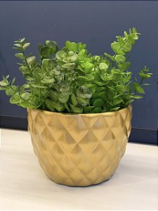 Cachepot em Ceramica - Dourado - 18CM