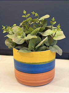 Cachepot em Ceramica - Colorido - 15CM