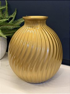 Vaso - Cerâmica - Dourado - 23X20cm