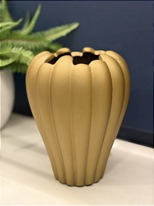 Vaso - Cerâmica - Dourado Fosco - 22X16cm