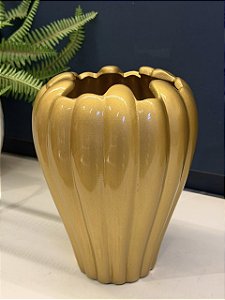 Vaso - Cerâmica - Dourado - 22X16cm