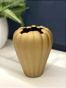 Vaso - Cerâmica - Dourado Fosco - 16X12cm