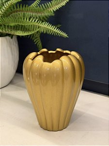 Vaso - Cerâmica - Dourado - 16X12cm