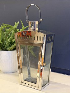 Lanterna - Metal - Prata - 33cm