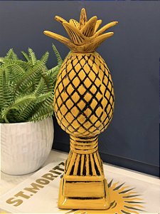 Escultura Abacaxi - Decorativo - Cerâmica - Amarelo