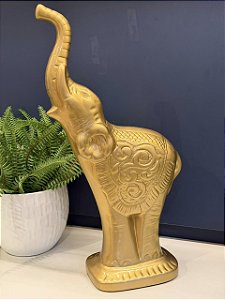 Escultura Elefante - Cerâmica - Dourado