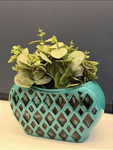 Cachepot em Cerâmica - Turquesa - 27CM