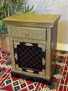 Mesa Gaveteiro - Madeira e Metal - Dourado