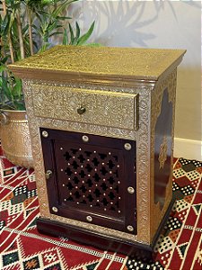 Mesa Gaveteiro - Madeira e Metal - Dourado