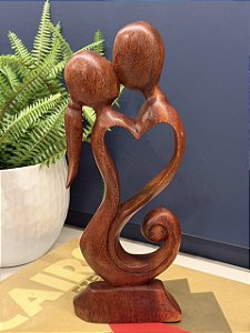 Escultura Decorativa - Casal - Madeira - 30CM