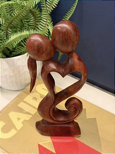 Escultura Decorativa - Casal - Madeira - 30CM