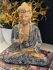 Buda - Madeira - Preto e Marrom - 30CM