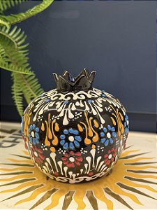 Romã Decorativa - Cerâmica - Pintado à mão - Turquia - Preto - 11CM