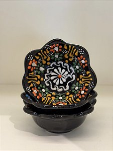 Bowl - Cerâmica - Turquia - Pintura Alto Relevo - Tamanho Pequeno - Preto e Colorido