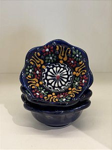 Bowl - Cerâmica - Turquia - Pintura Alto Relevo - Tamanho Pequeno - Azul Escuro e Colorido