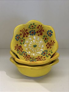 Bowl - Cerâmica - Turquia - Pintura Alto Relevo - Tamanho Pequeno - Amarelo e Colorido