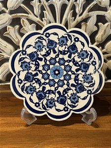 Descanso de Travessa e Panela - Turca - Cerâmica - Azul e Branco
