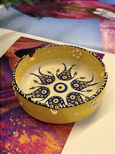 Cinzeiro Turco - Pintado á mão - Amarelo