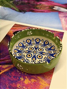 Cinzeiro Turco - Pintado á mão - Verde