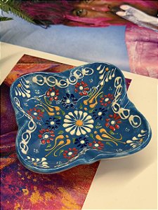 Cinzeiro Turco - Azul - Cerâmica - Pintado á mão