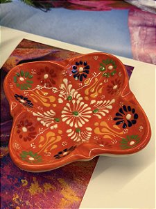 Cinzeiro Turco - Laranja Escuro - Cerâmica - Pintado á mão
