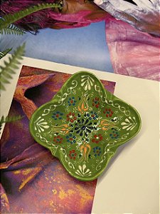 Cinzeiro Turco - Verde - Cerâmica - Pintado á mão