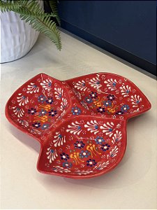 Petisqueira - Cerâmica - Turquia - Vermelho e Colorido